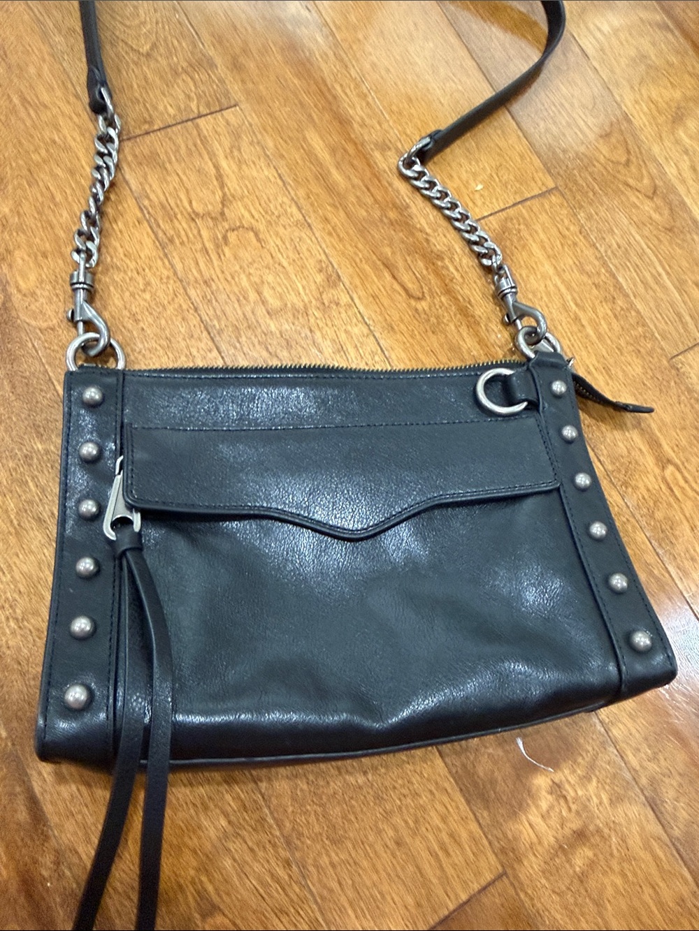 Rebecca Minkoff Black Leather Chain-Strap Crossbody